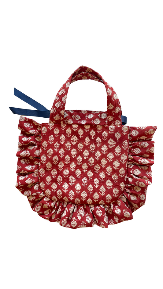 Red Block Print Tote