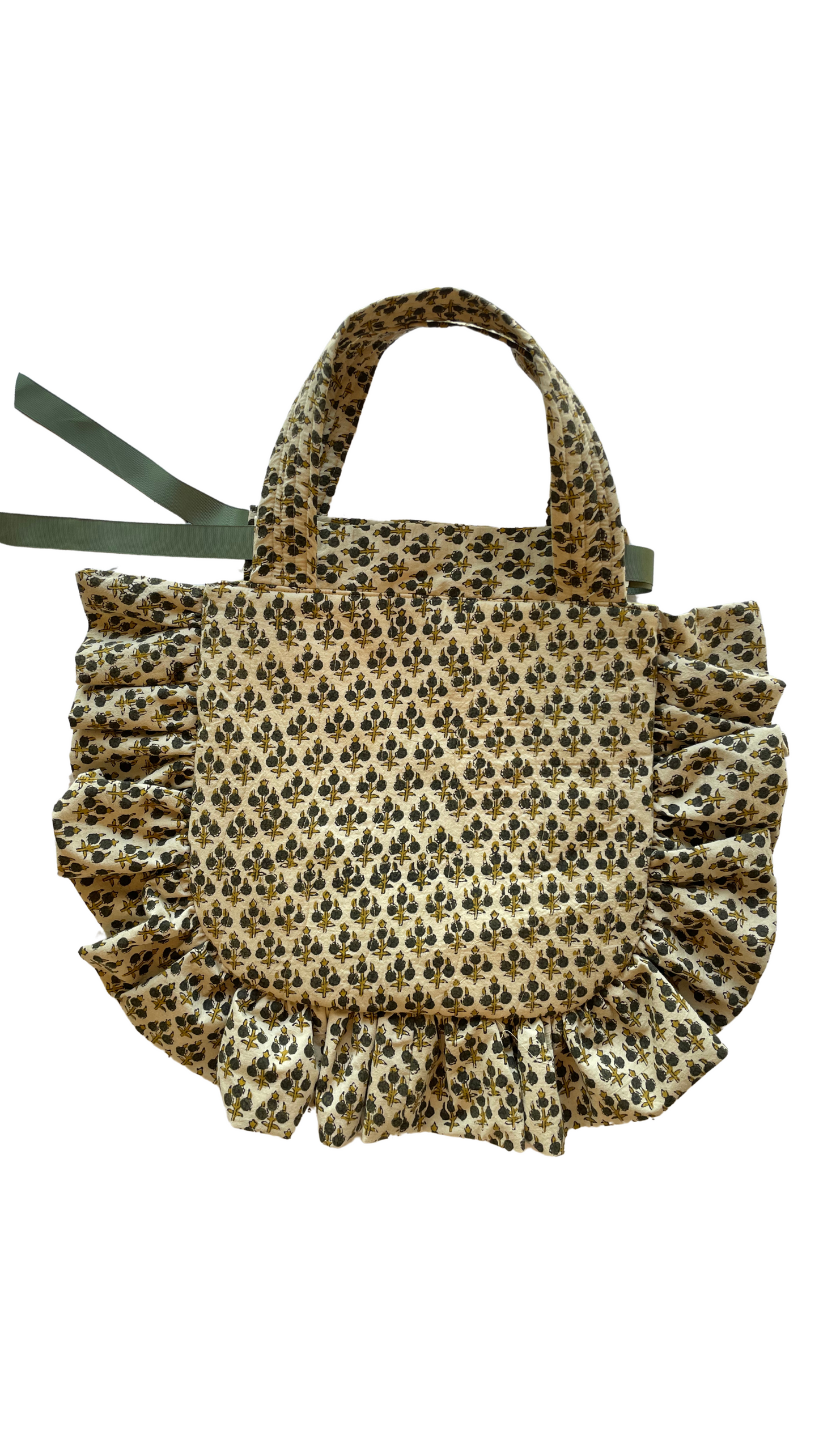 Olive and Black Block Print Tote