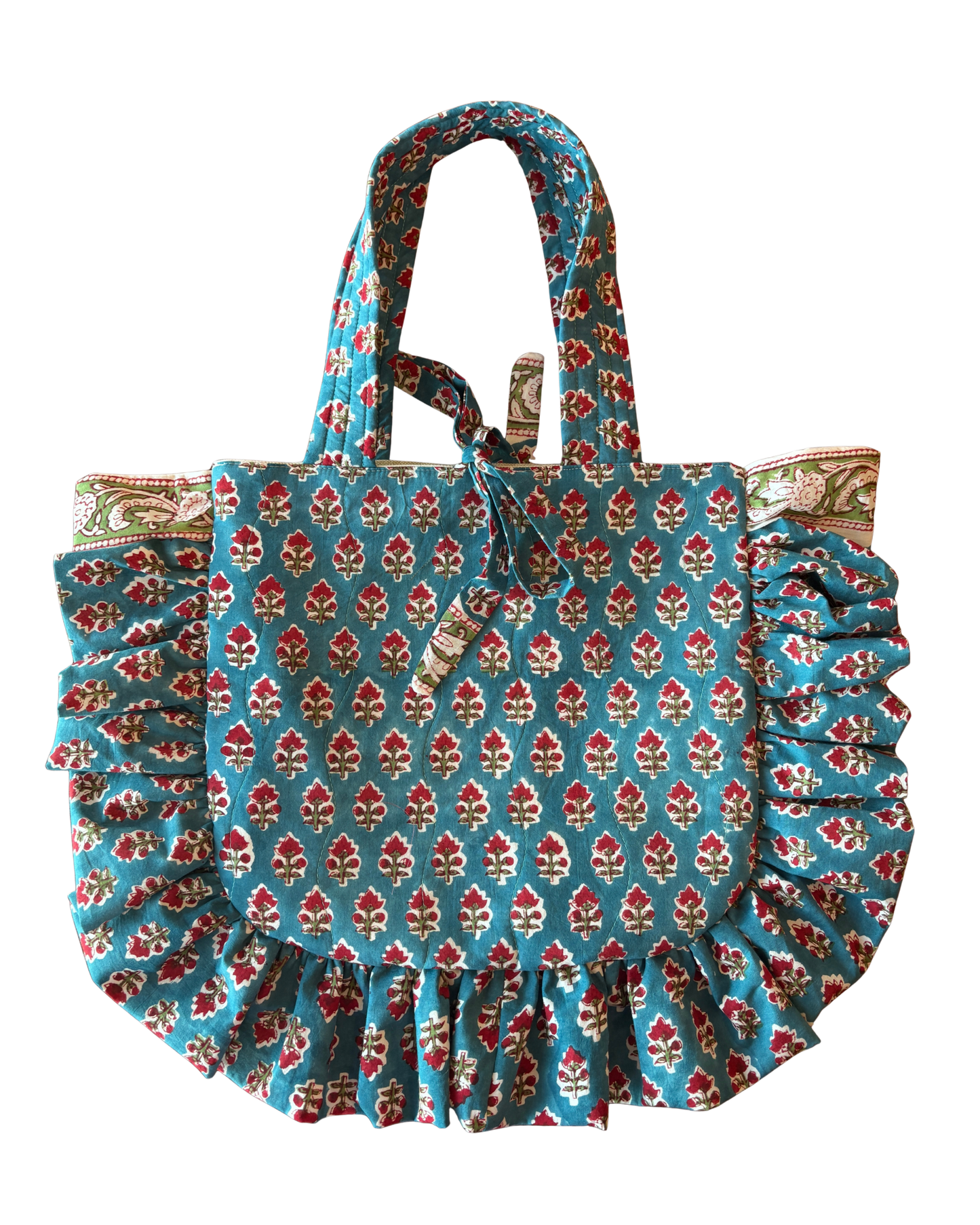Blue & Red Block Print Tote