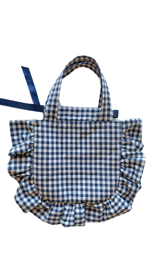 Navy Gingham Tote