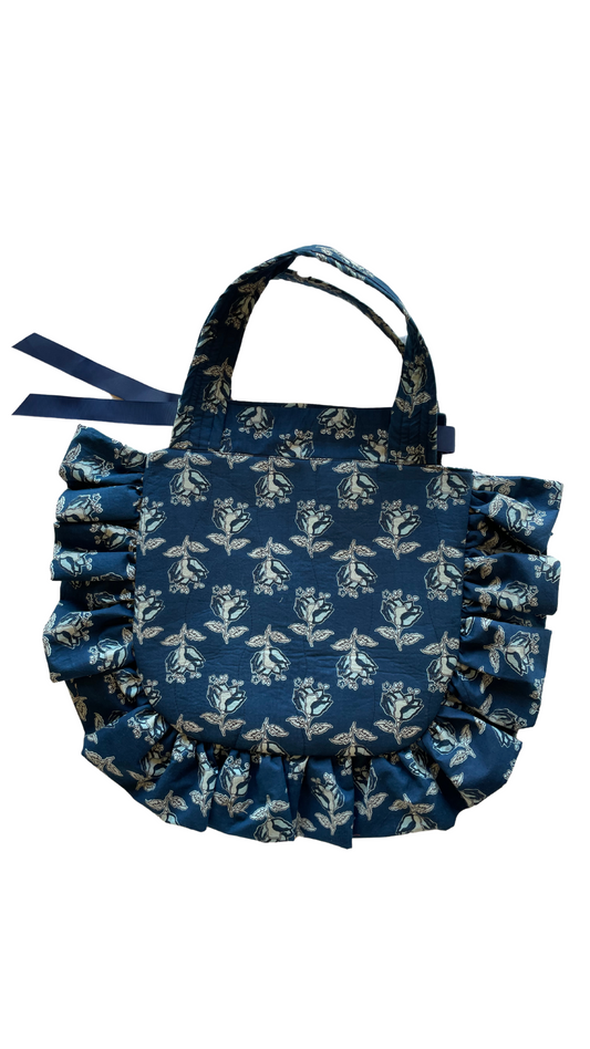 Deep Blue Floral Tote