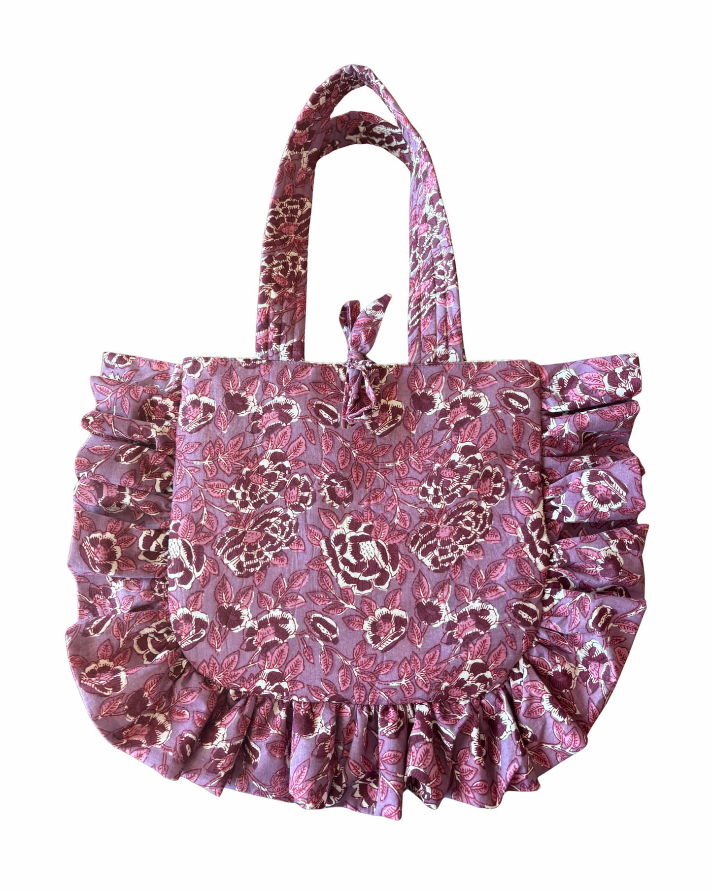 Mauve Floral Block Print Tote