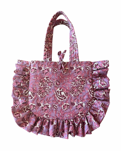 Mauve Floral Block Print Tote