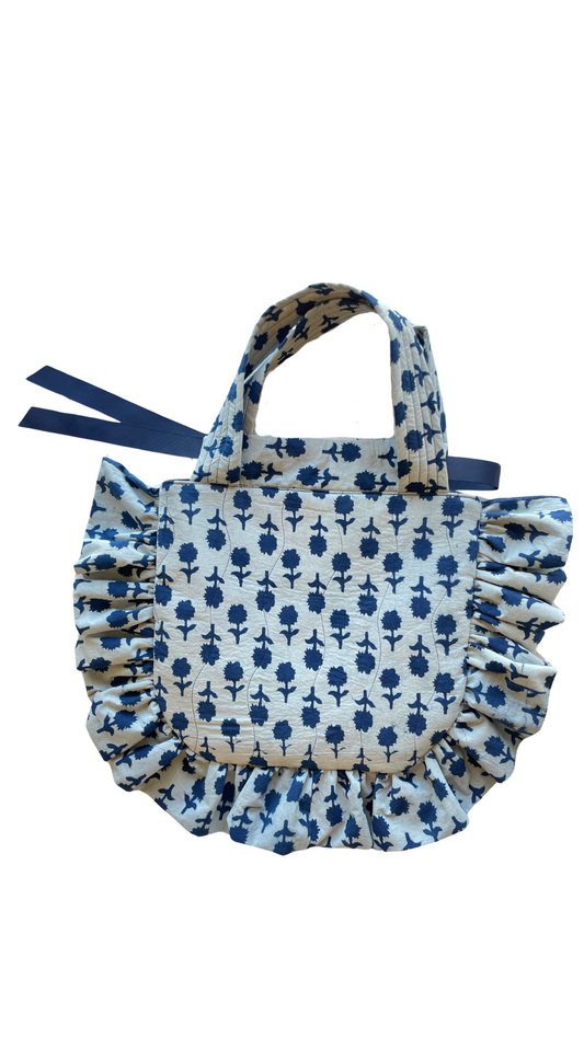 Indigo Block Print & Denim Tote