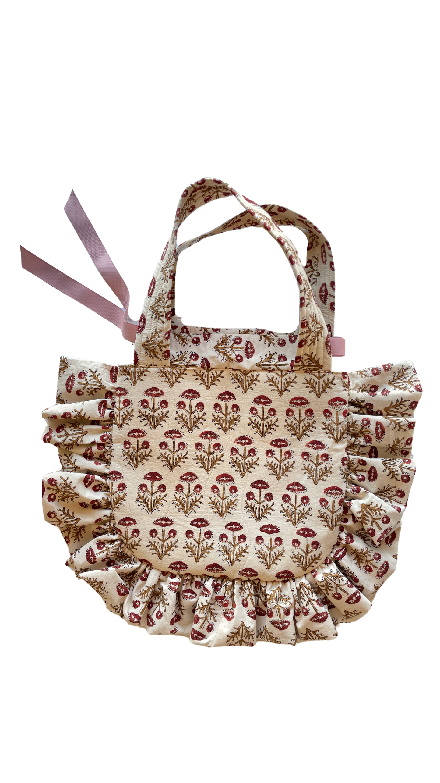 Cream and Rust Block Print Tote #1