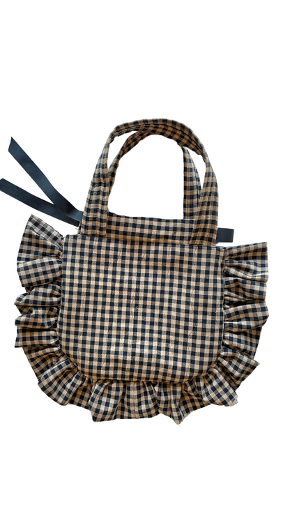 Latte Brown & Black Gingham Tote